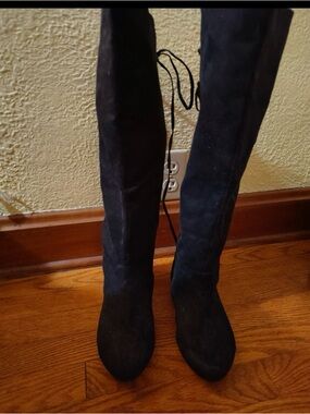 Black Women's Over-the-Knee Suede Boots